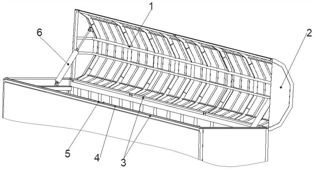 Integral turnover type car roof for railway sealed transportation of long and large goods