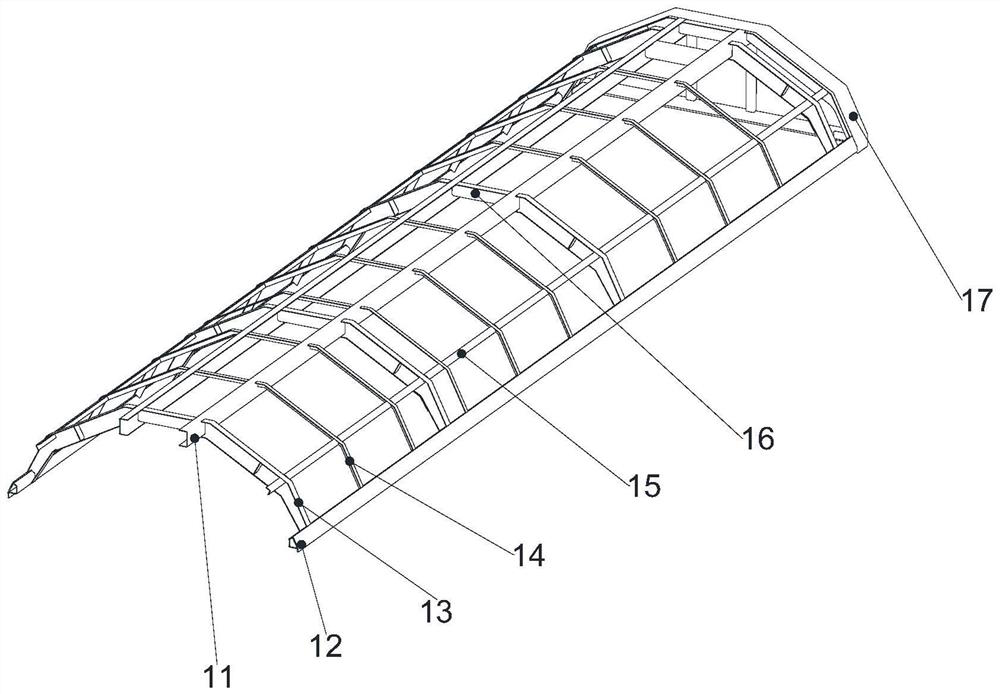 Integral turnover type car roof for railway sealed transportation of long and large goods