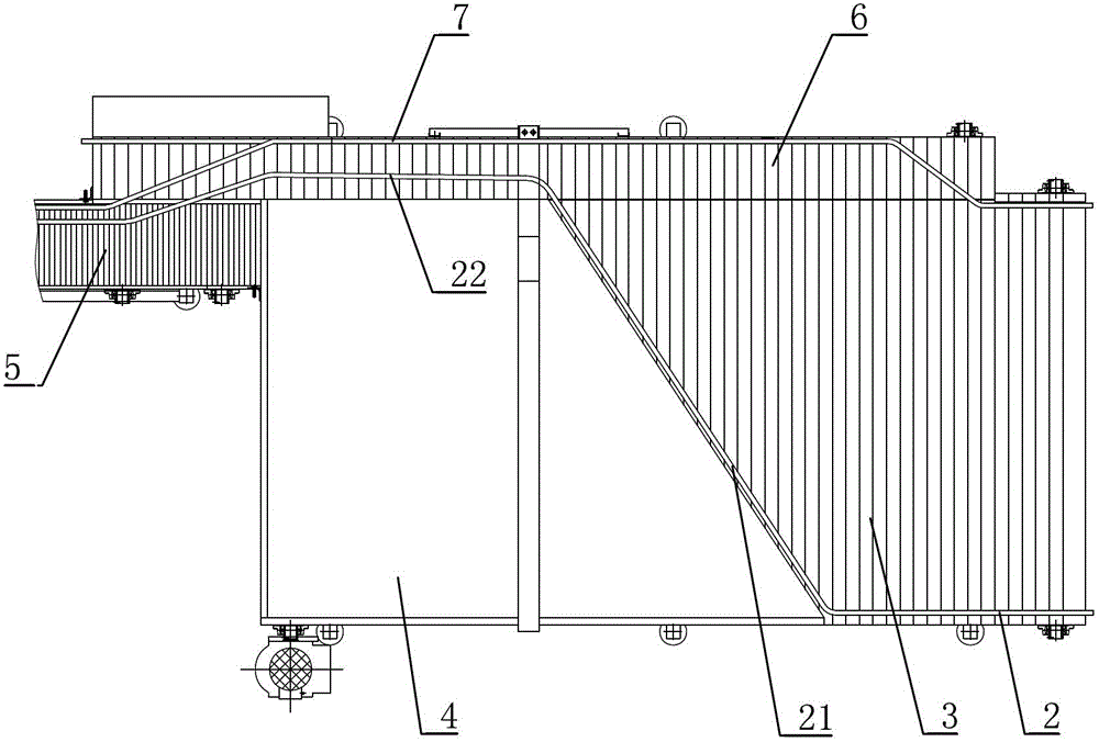 Line-arranging device for tank bodies of continuous sterilizer