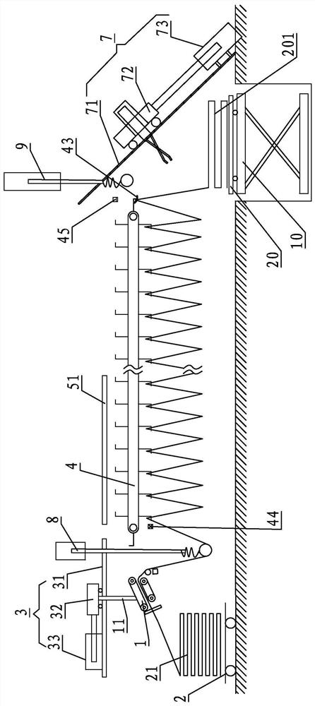 Impregnated bamboo curtain releasing, drying and collecting all-in-one machine