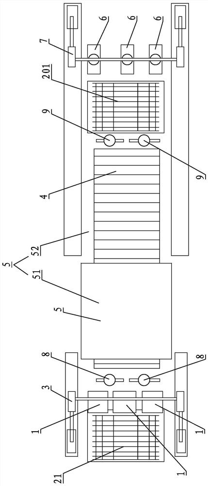 Impregnated bamboo curtain releasing, drying and collecting all-in-one machine