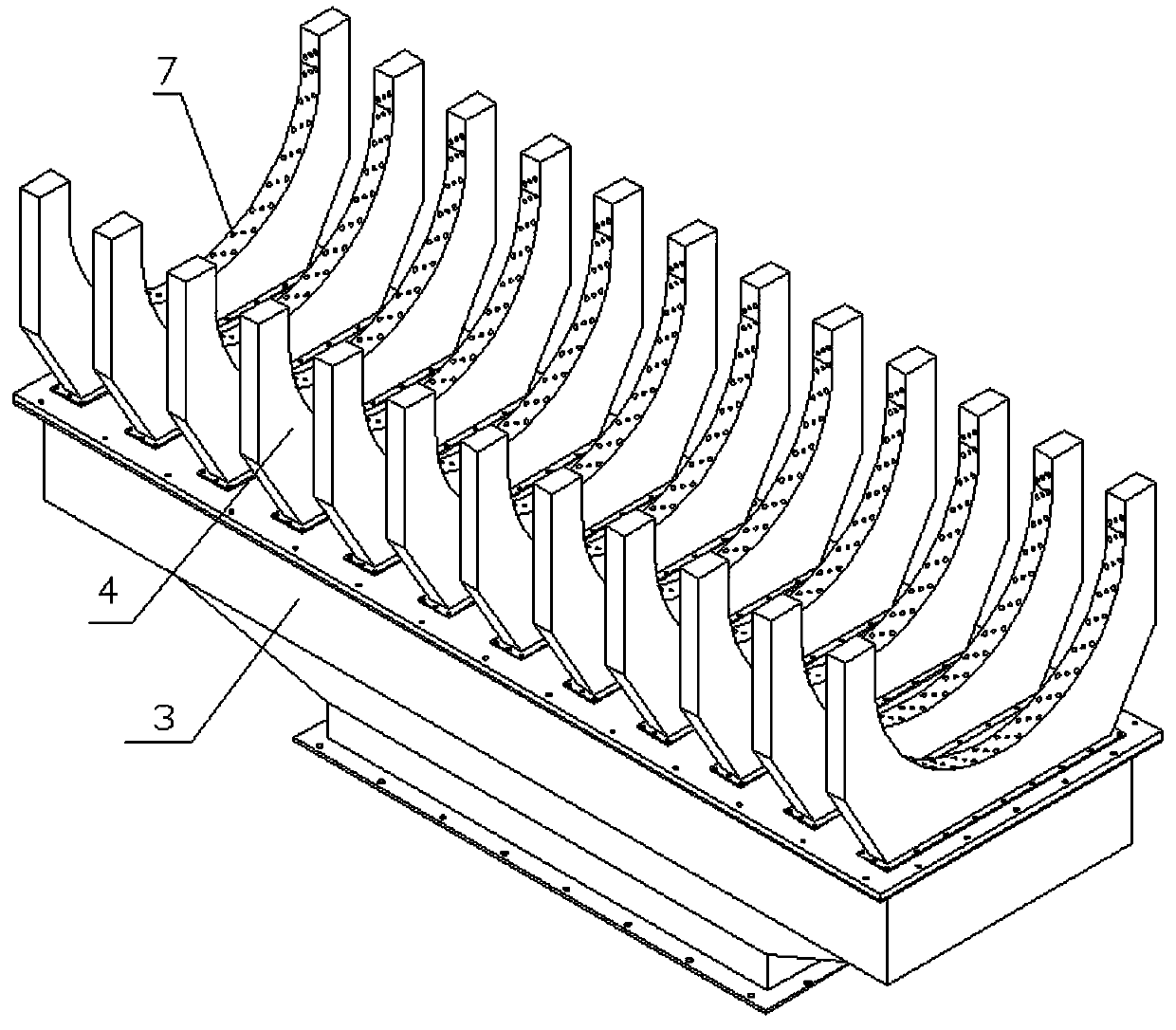 Air grid used for toughening of curved glass