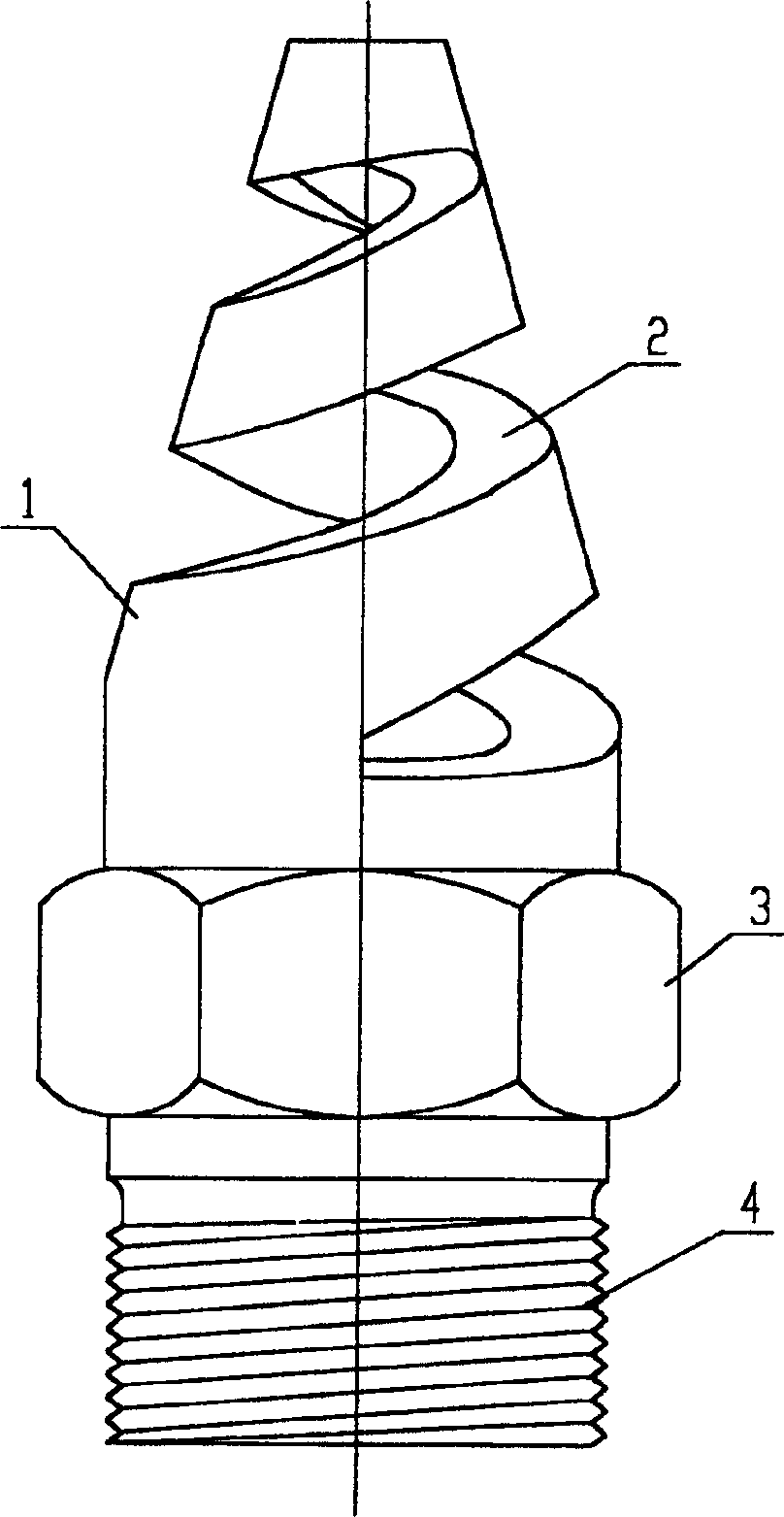 Conic spiral sprayer for desulfurizing and dusting and its making methd and mould