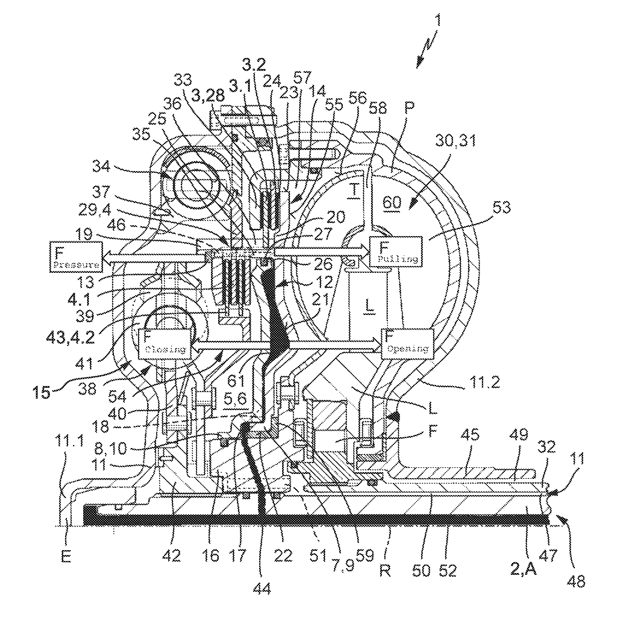 Piston assembly and a force transfer device, particularly a force transfer device with a piston assembly