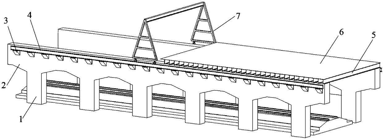 Quick construction method for over-crossing business line hangar tunnel T-shaped girder in narrow space