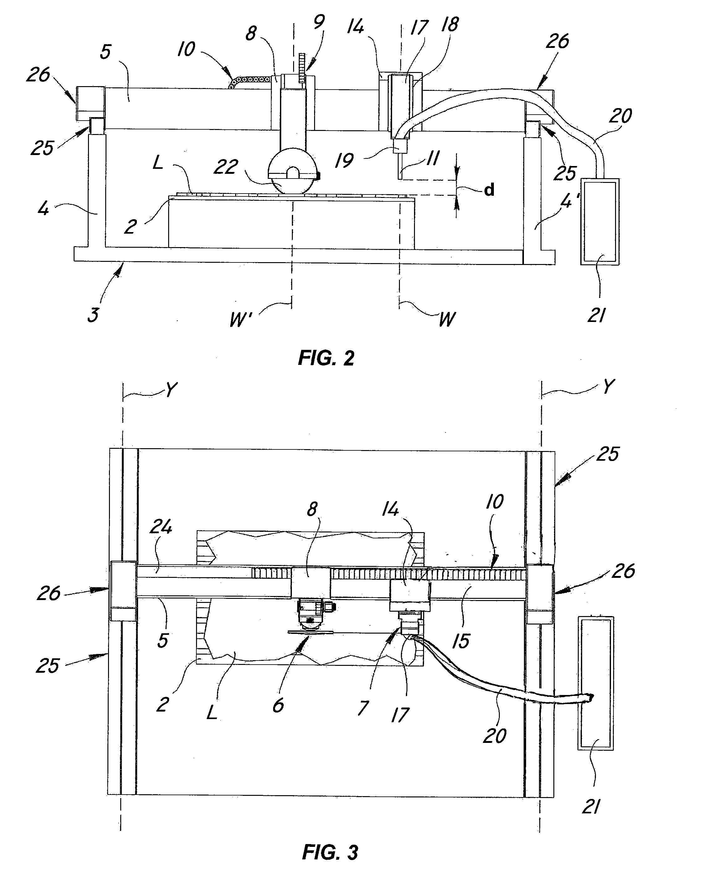 Multiple-tool machine for combined cutting of slabs of hard material