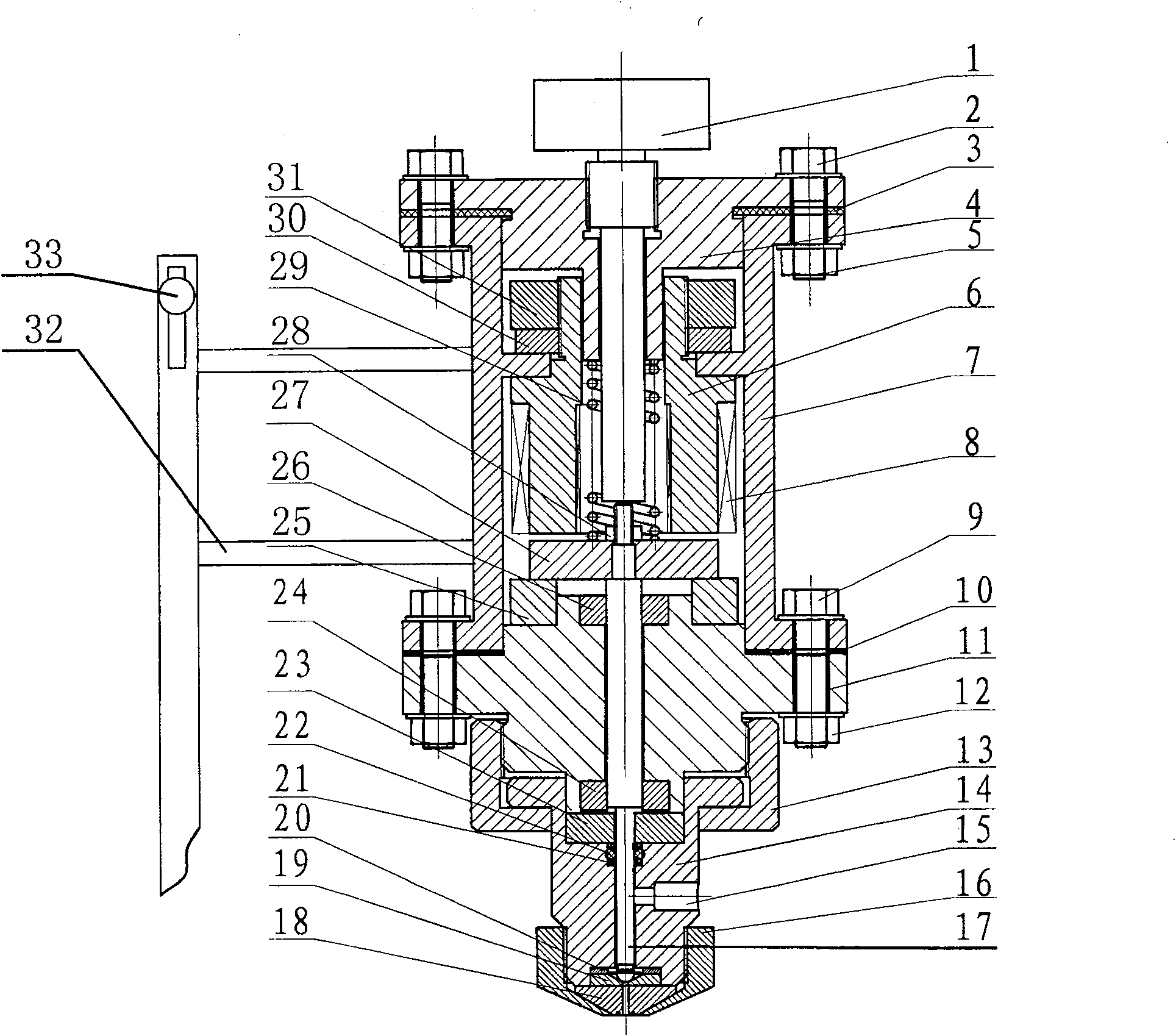 Glue solution injector driven by electromagnetic attraction