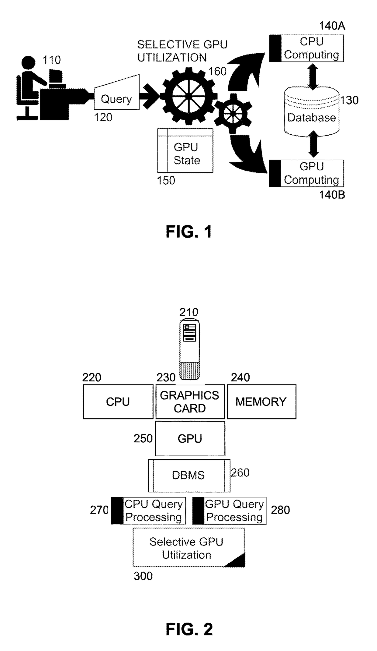 Selective utilization of graphics processing unit (GPU) based acceleration in database management