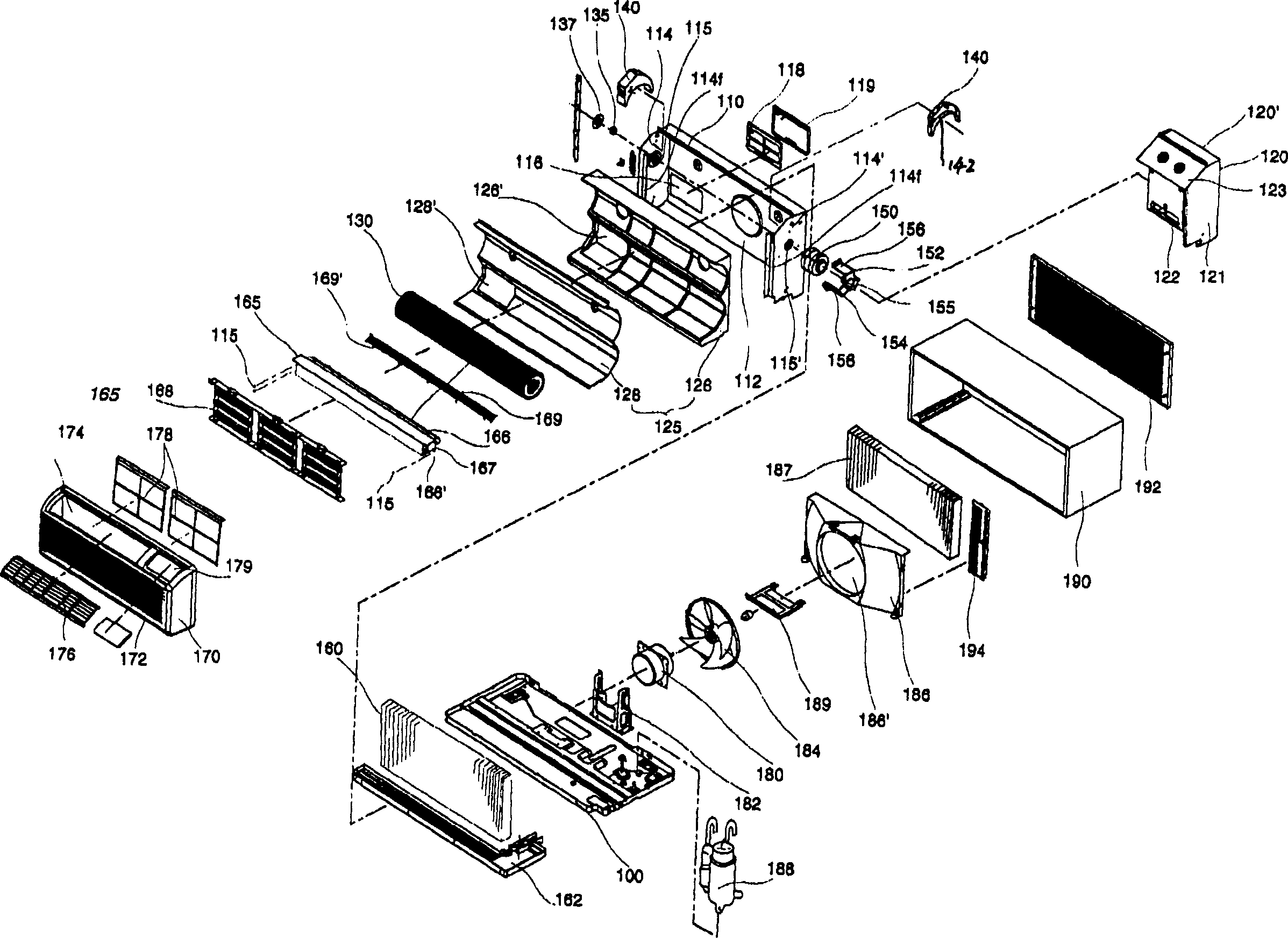 Integrated air conditioner indoor fan mounting structure