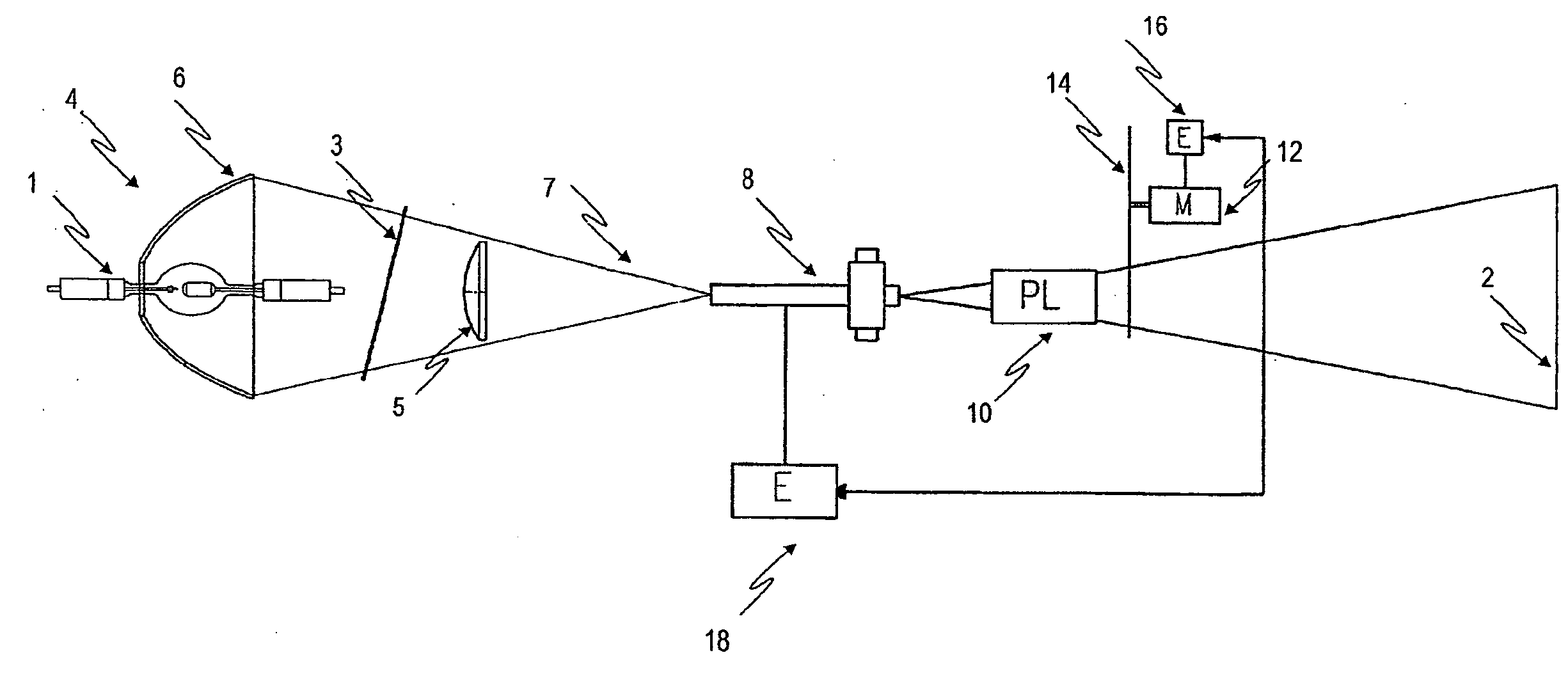 Device and method for large-screen projection of digital images onto a projection screen