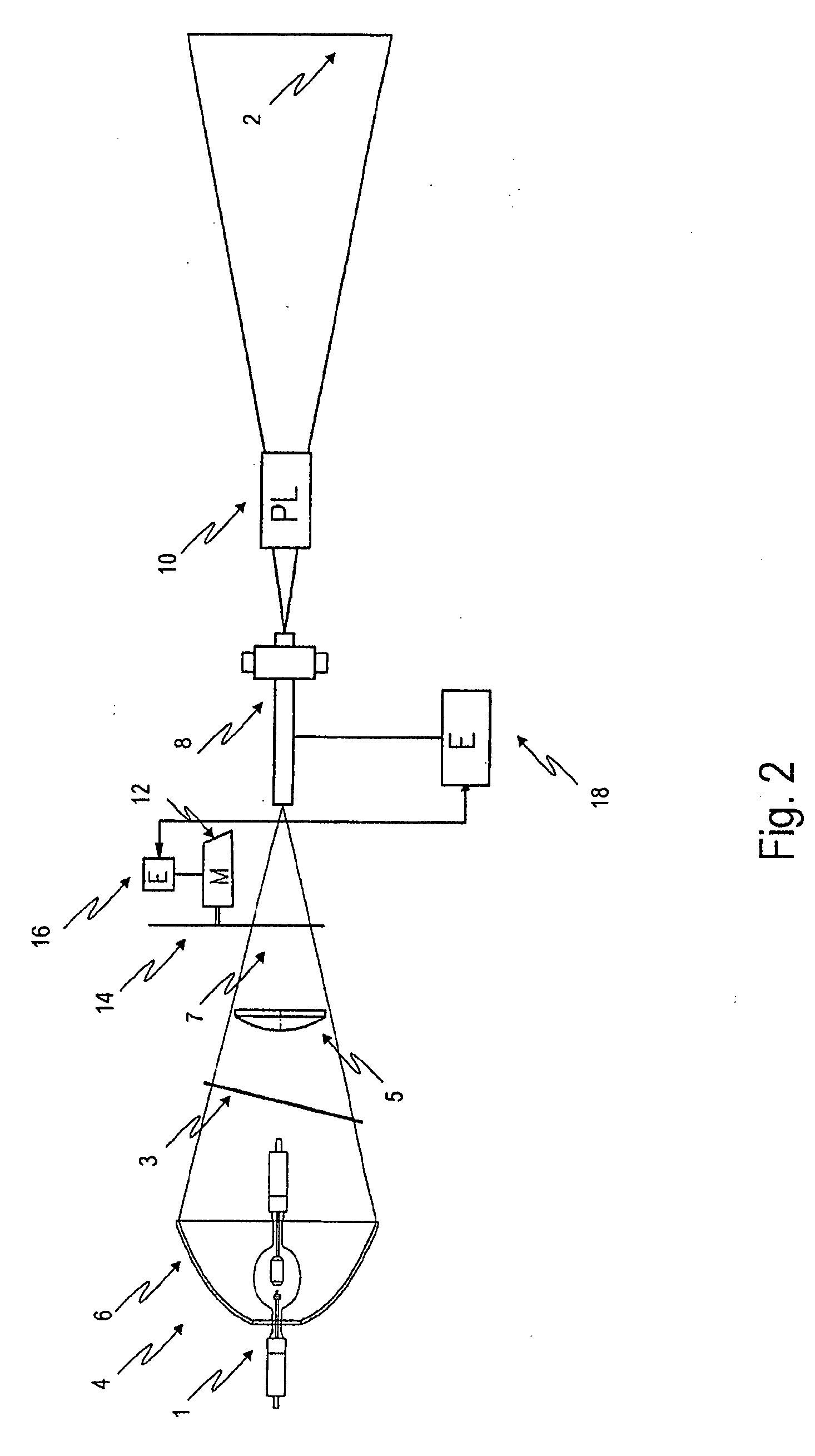 Device and method for large-screen projection of digital images onto a projection screen