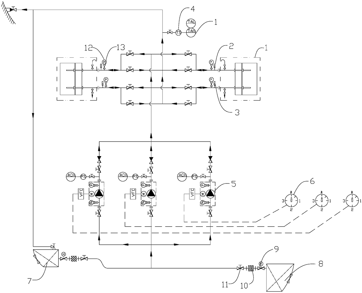 A frequency conversion control method and system for marine seawater cooling system