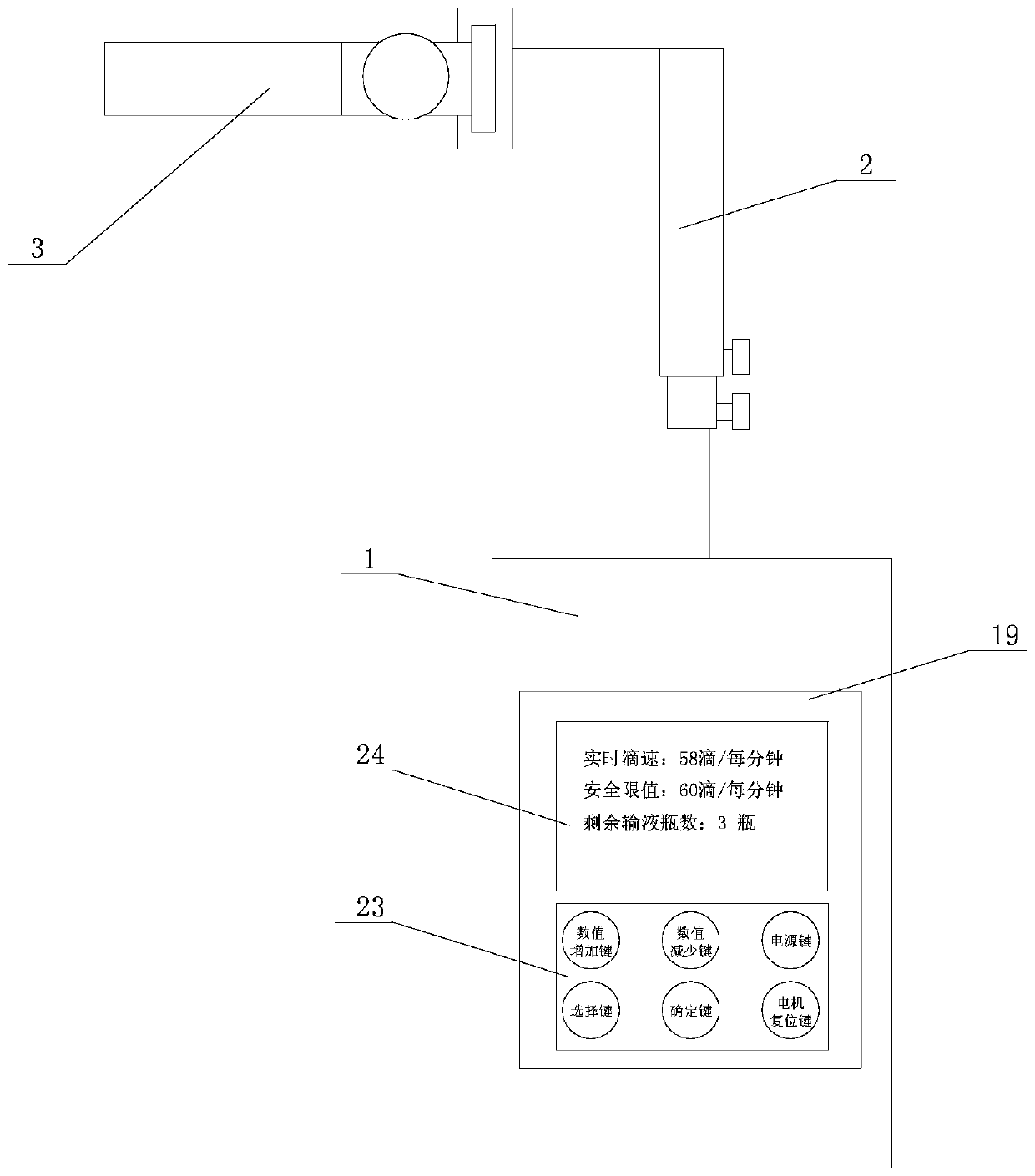 Monitoring and alarm device for intravenous infusion