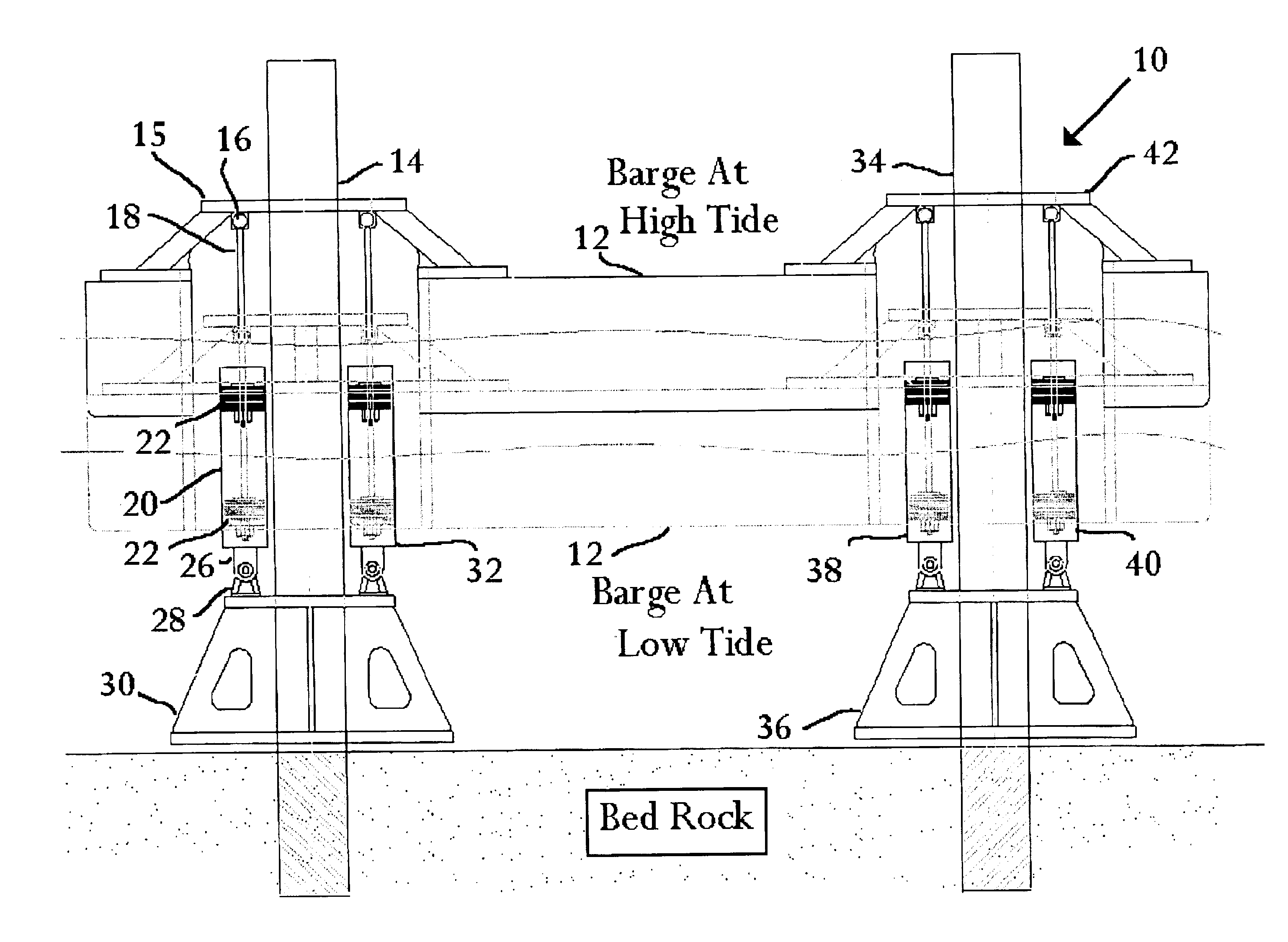 Barge-mounted tidal-powered desalinization system