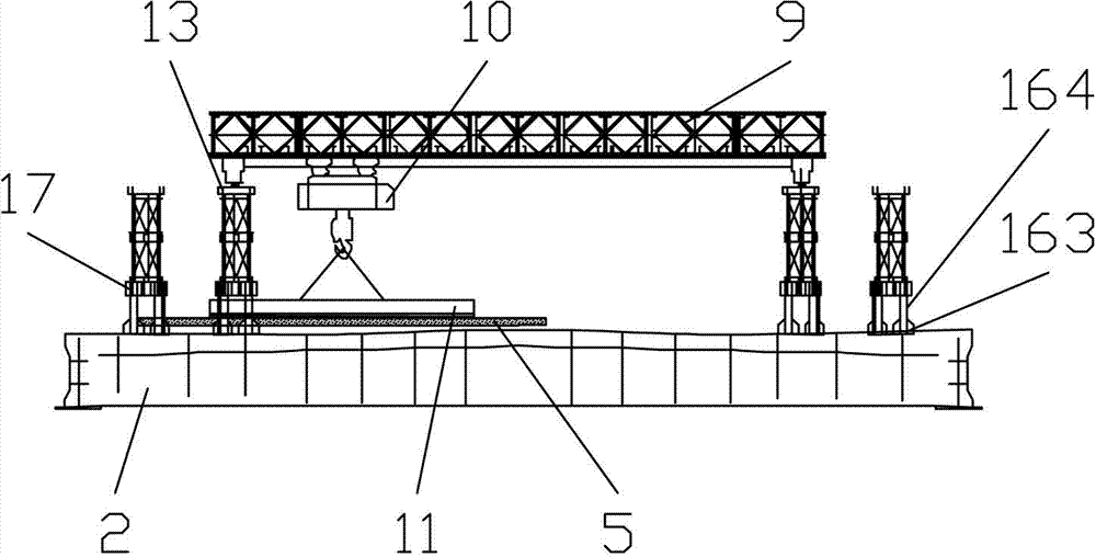 Bridge floor crane for cable-stayed bridge
