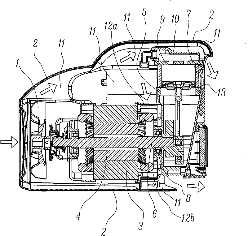 Cooling structure of crankcase of directly coupled type air compressor