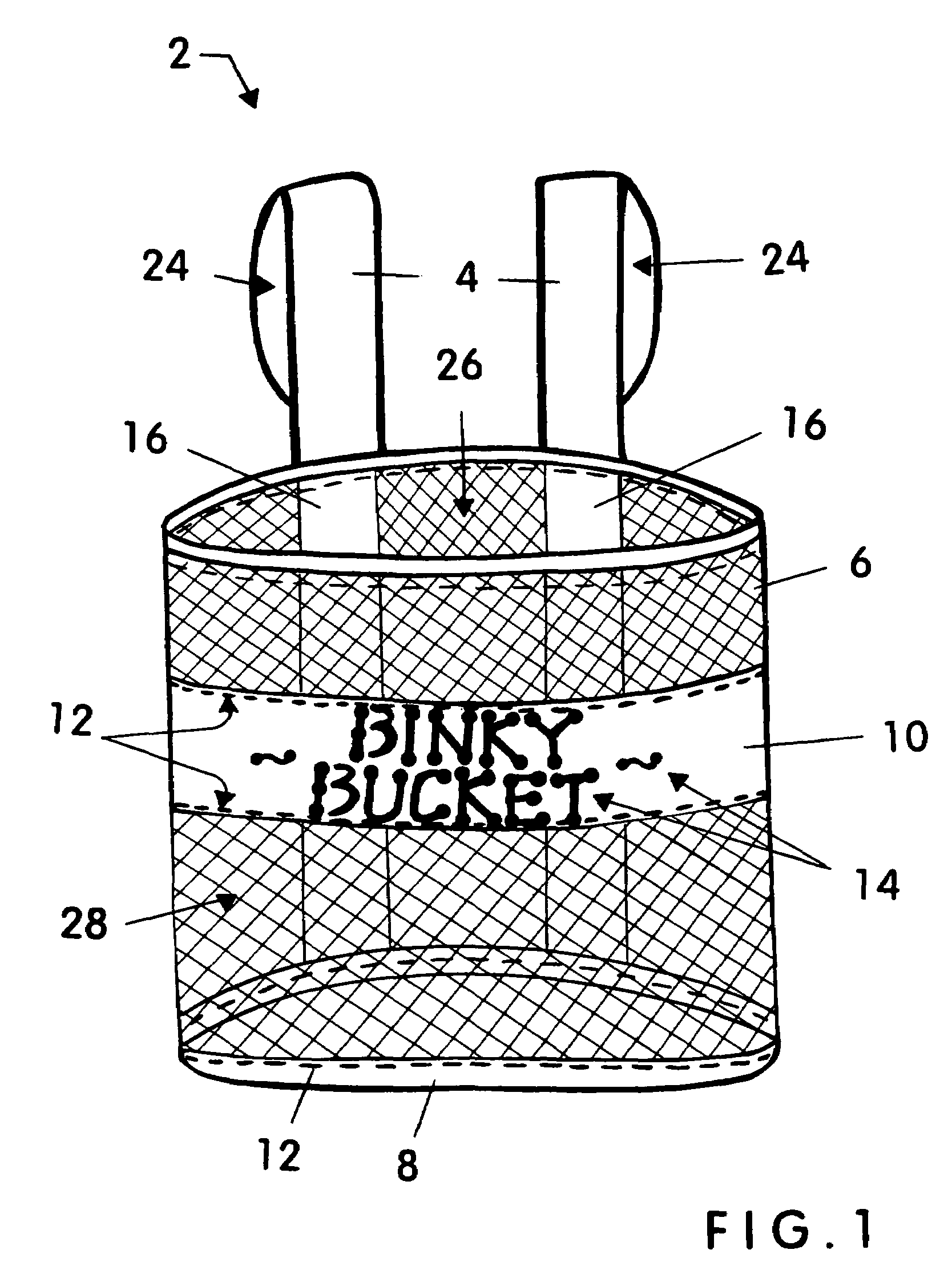 Portable container for temporary storage of small objects used with infants and children