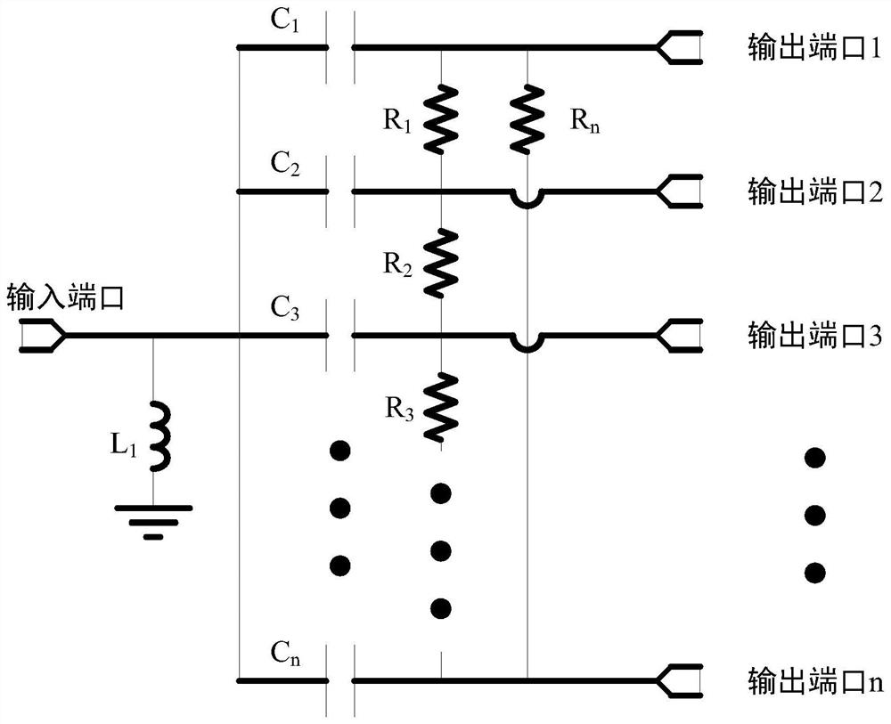 Topological structure of n-path monolithic lumped power divider and design method thereof