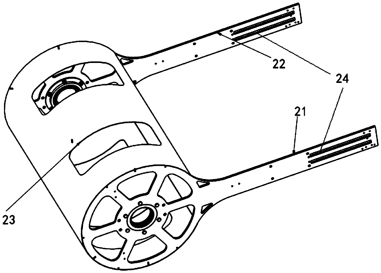 A pod-shaped support rod throwing away and expanding mechanism