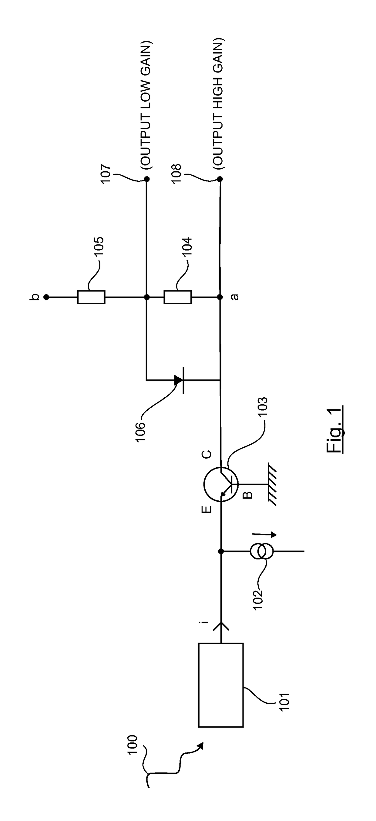 Electronic circuit comprising a current conveyor arranged with an anti-saturation device and corresponding device for detecting photons