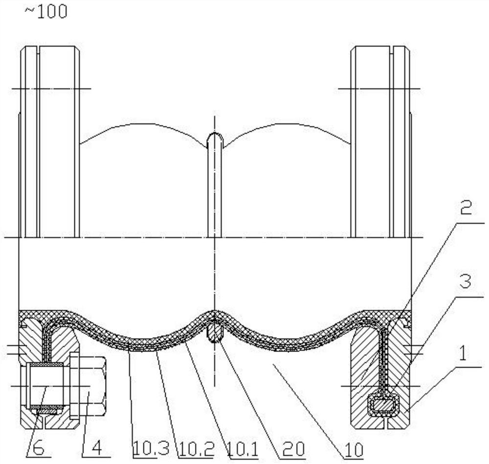 Self-locking flange pair and flexible connecting pipe