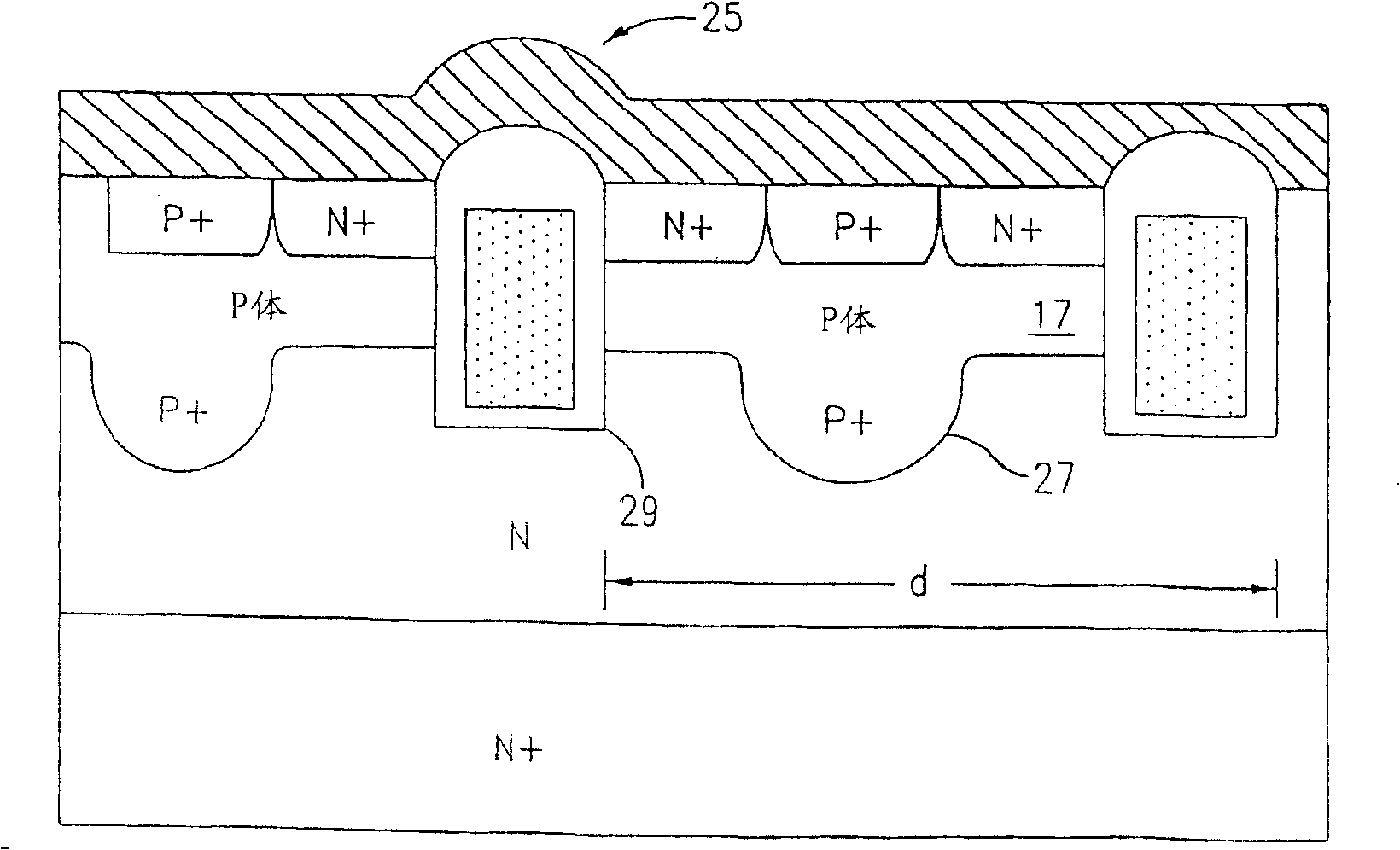 Trench MIS device having implanted drain-drift region and thick bottom oxide and process for manufacturing the same