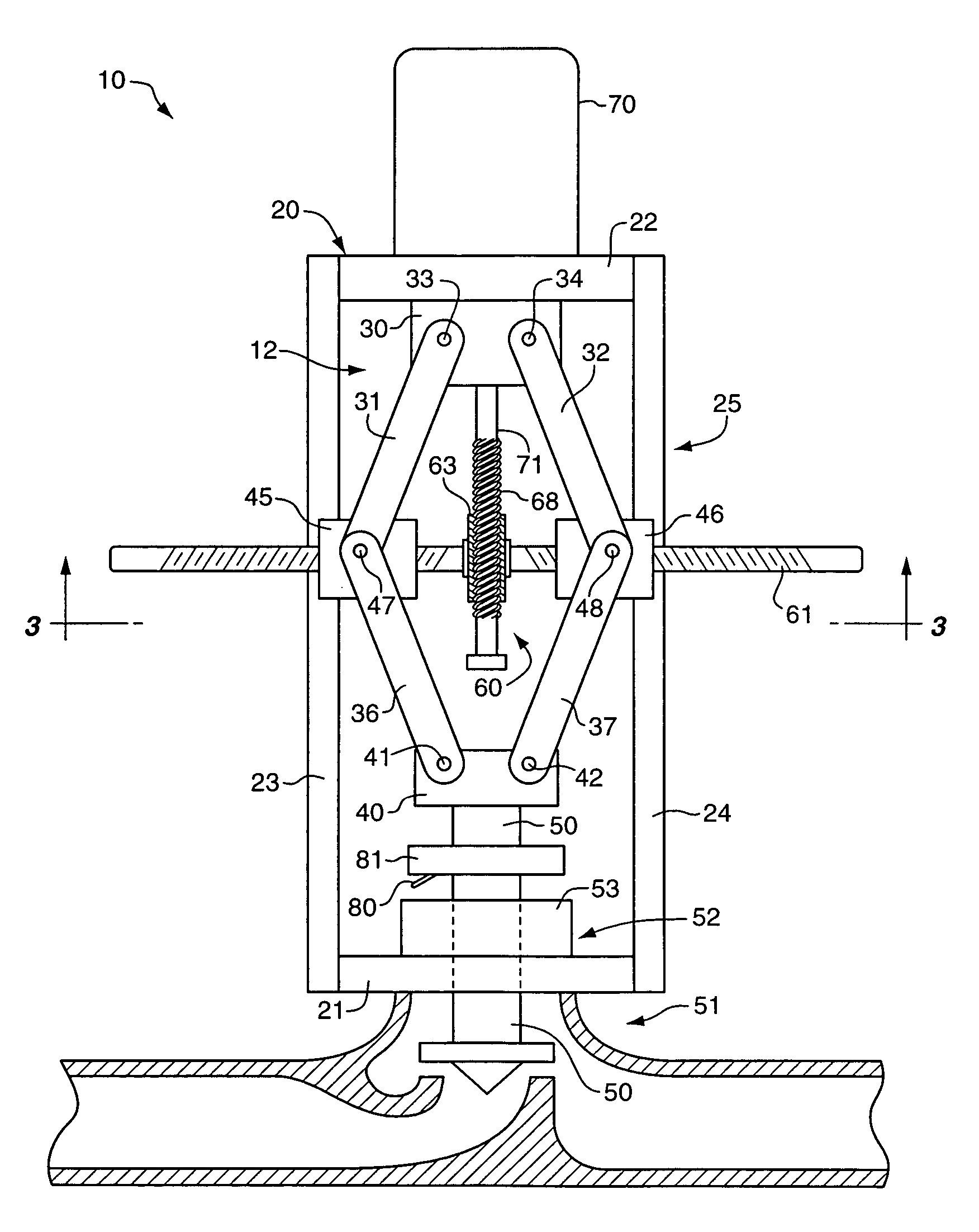 Scissor thrust valve actuator