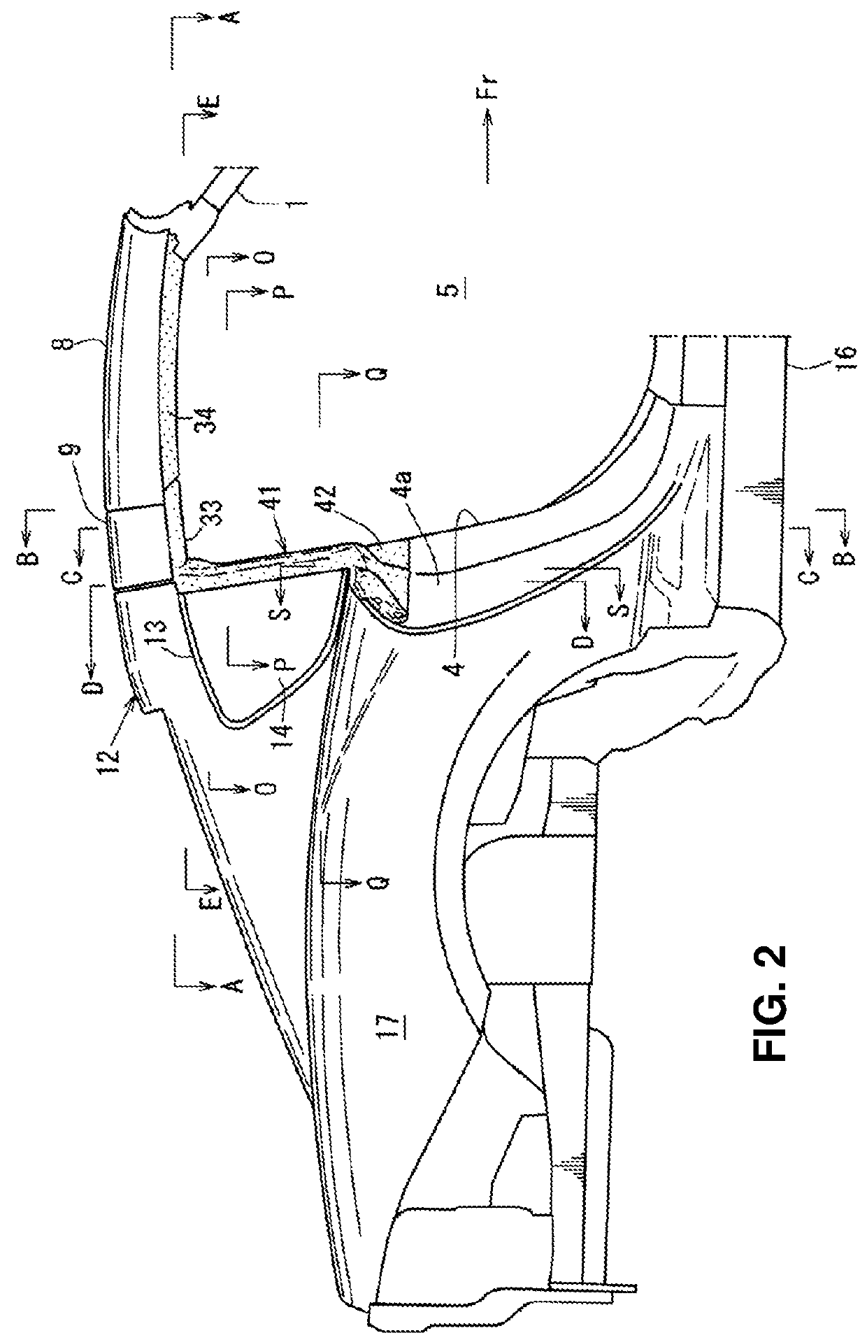 Seal structure of automotive vehicle with storing-type roof