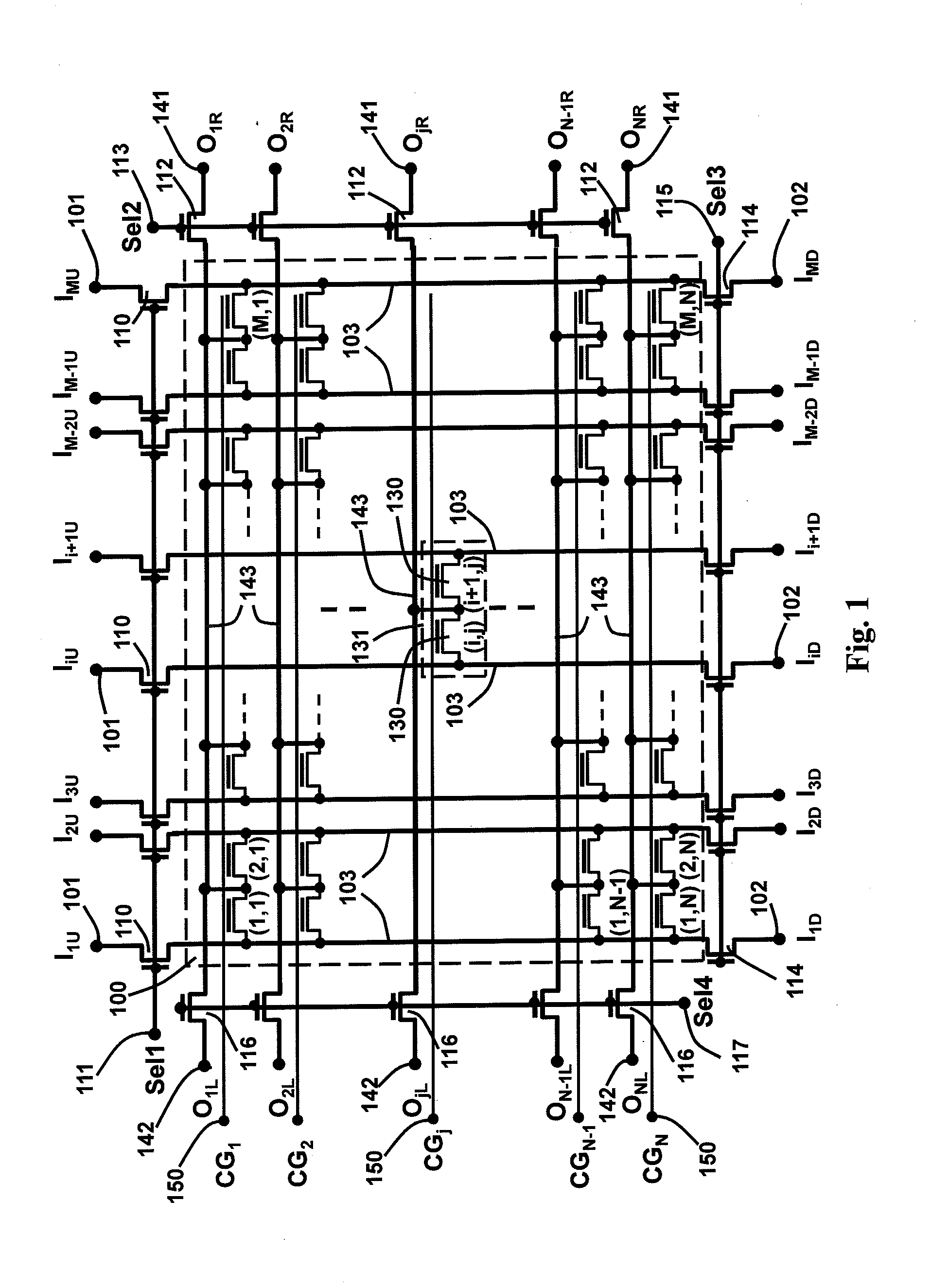 Interconnection matrix using semiconductor non-volatile memory
