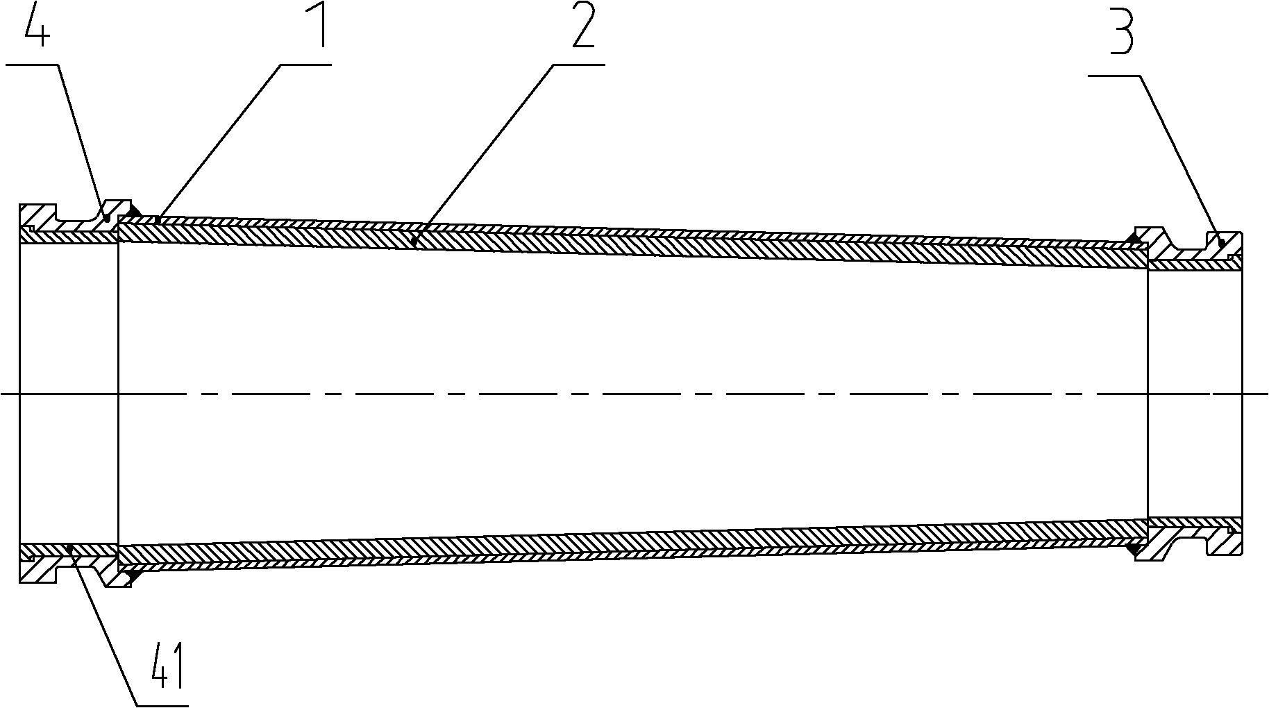 Taper pipe for concrete pumping device and manufacturing method thereof