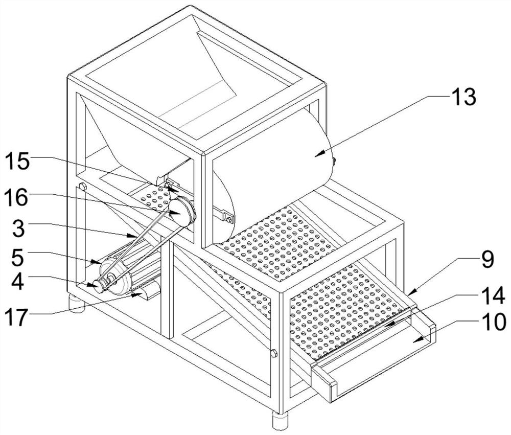 A pepper separation device capable of automatically cleaning sieve holes and its separation method