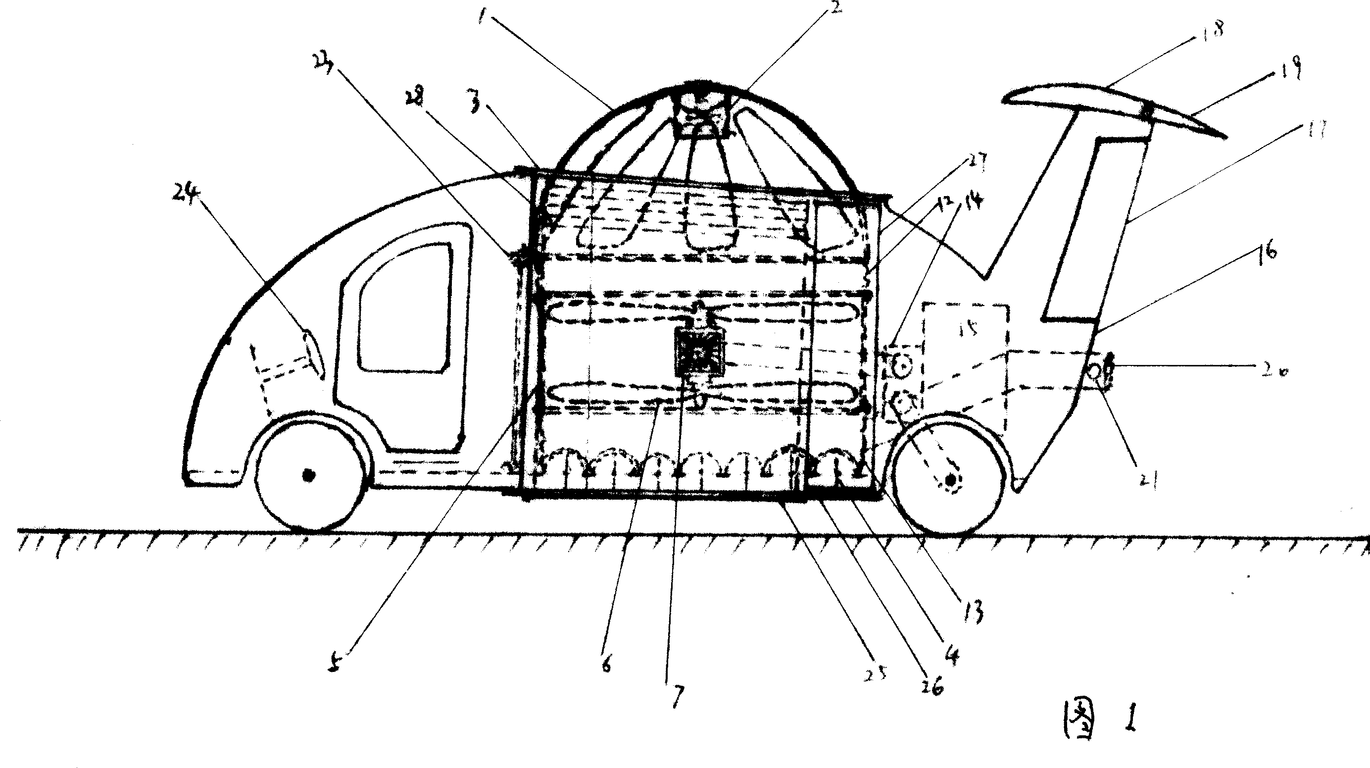Lift force control method of rotating wing fan and vertiautomobile