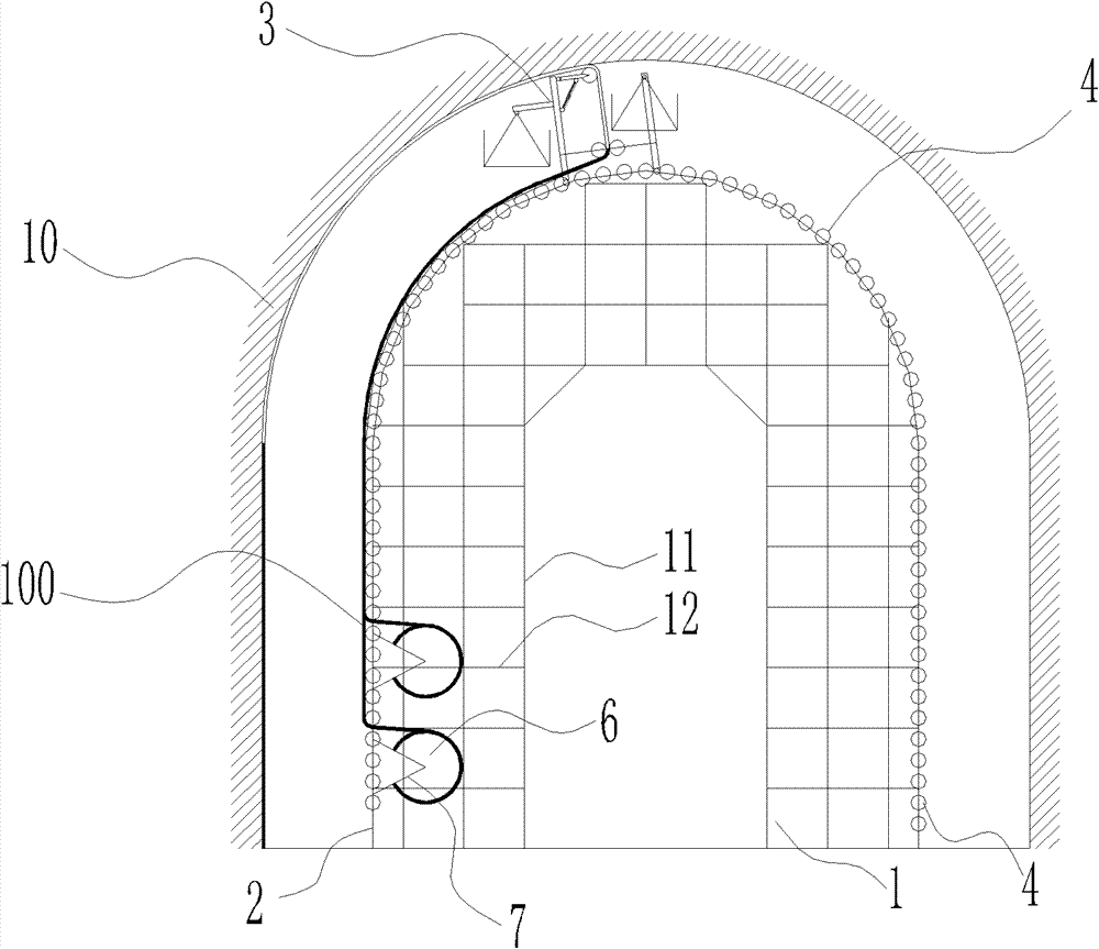 Auxiliary device and method used for laying tunnel waterproofing plates