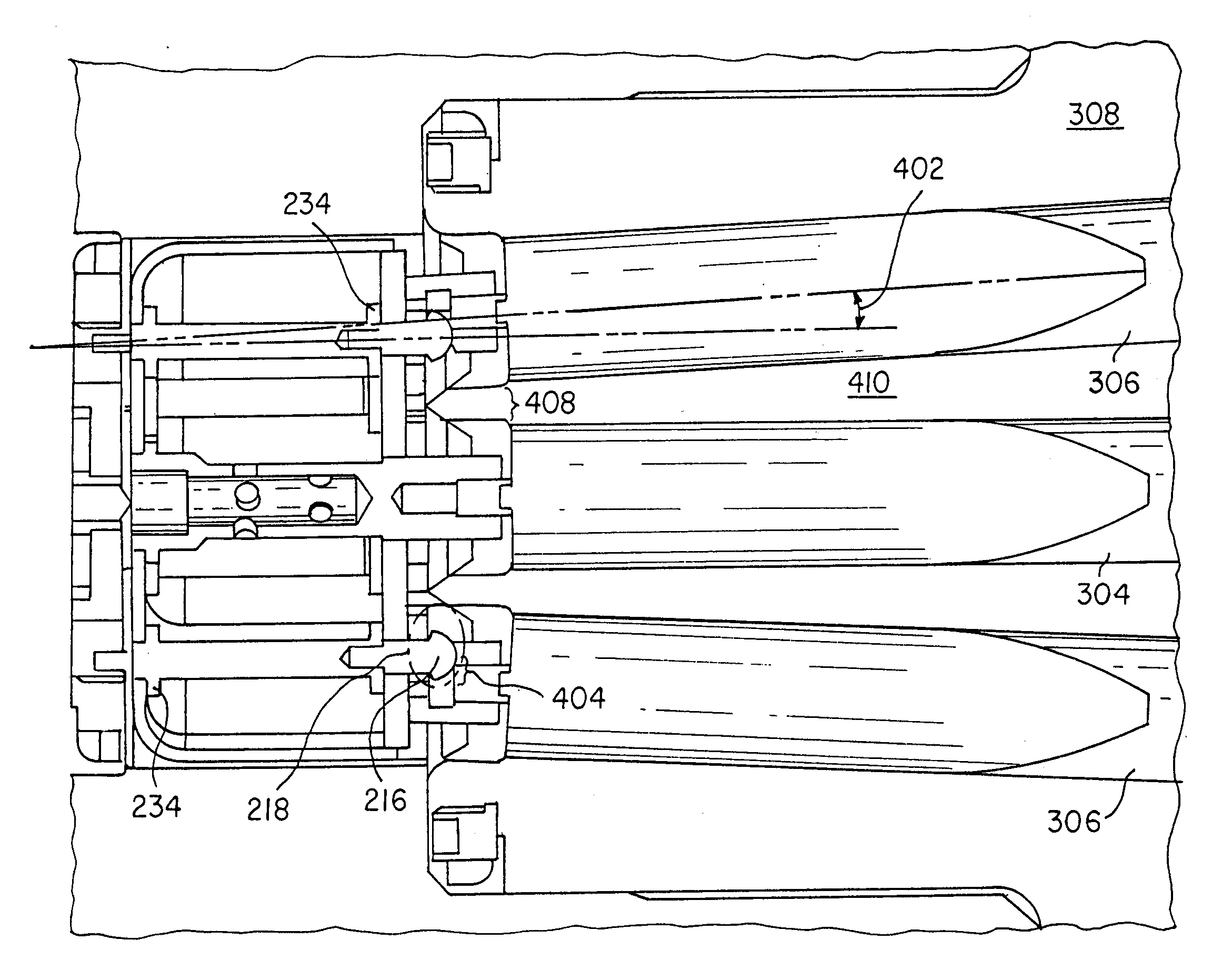 Multiple diverging projectile system