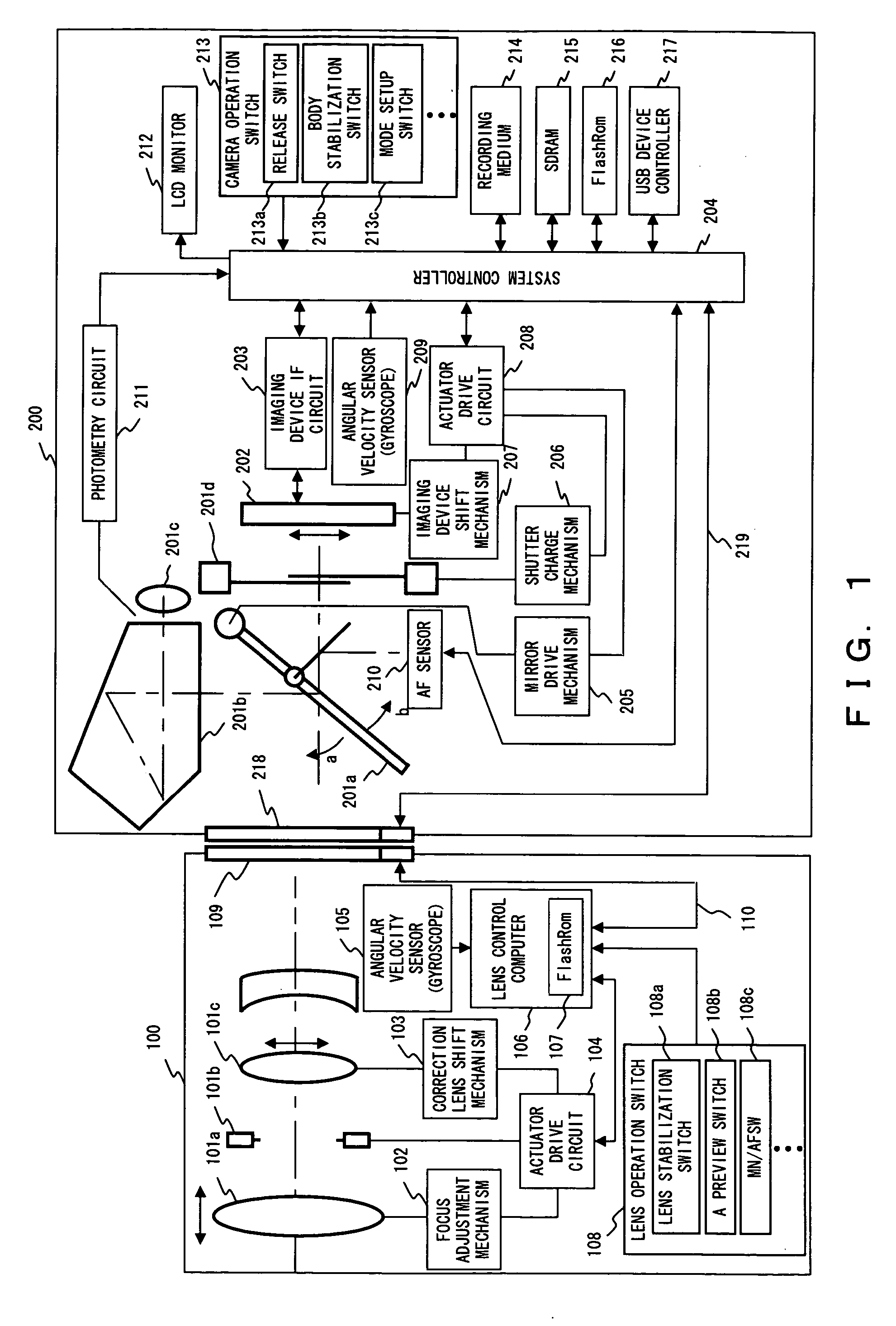 Camera system equipped with camera shake correction function