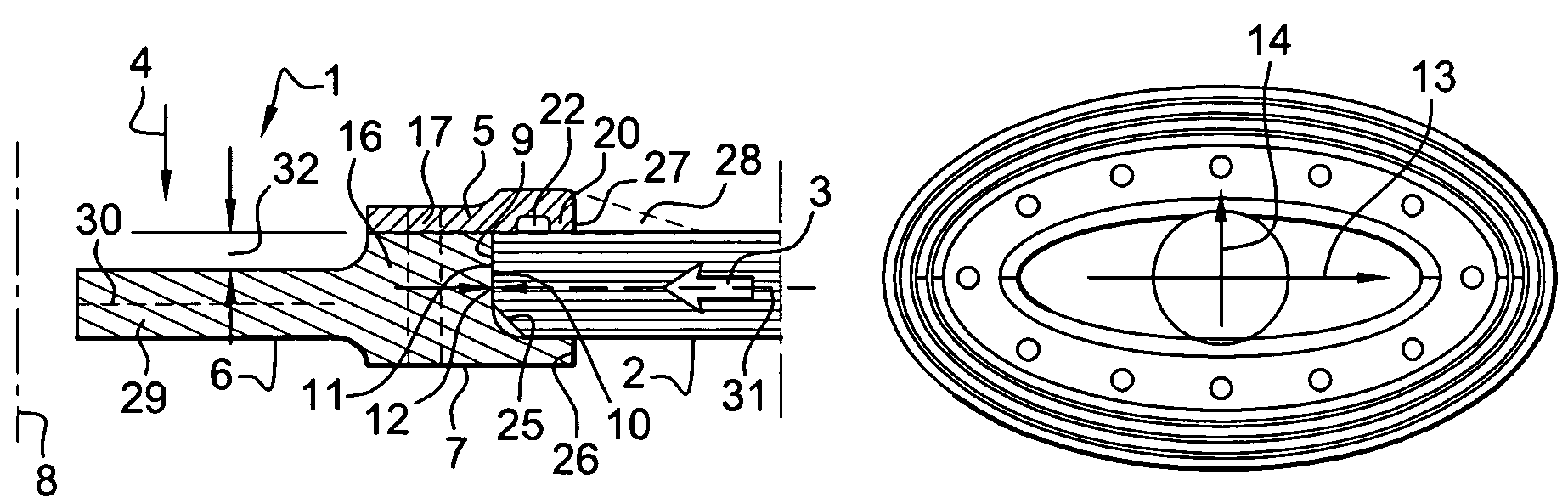 Device for equipping a hole in a panel, and panel thus equipped