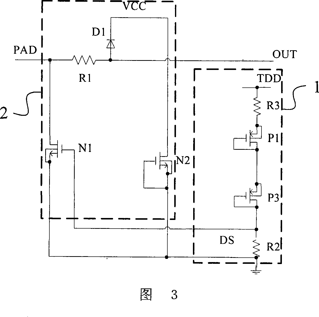 Static protection circuit suitable for radio frequency identification label chip