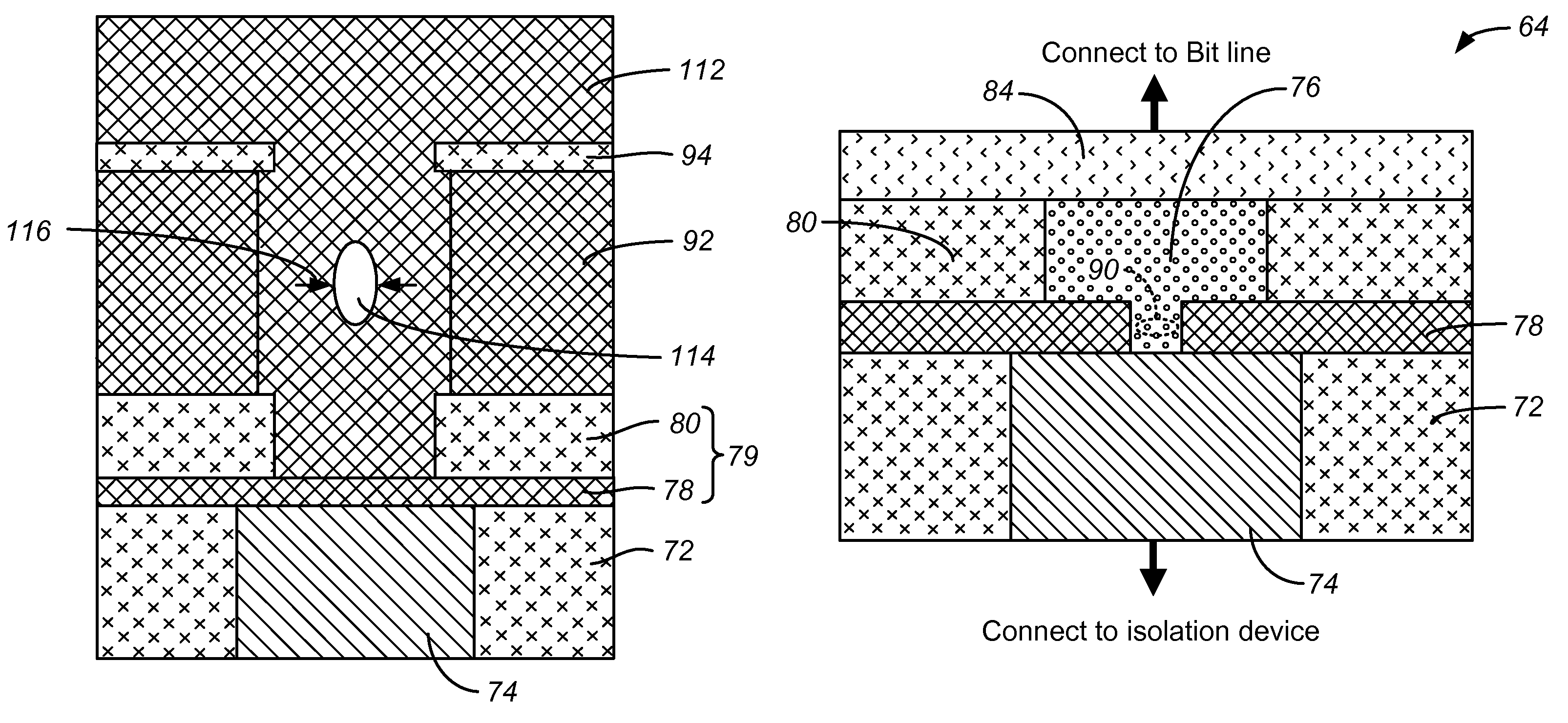 Fill-in etching free pore device