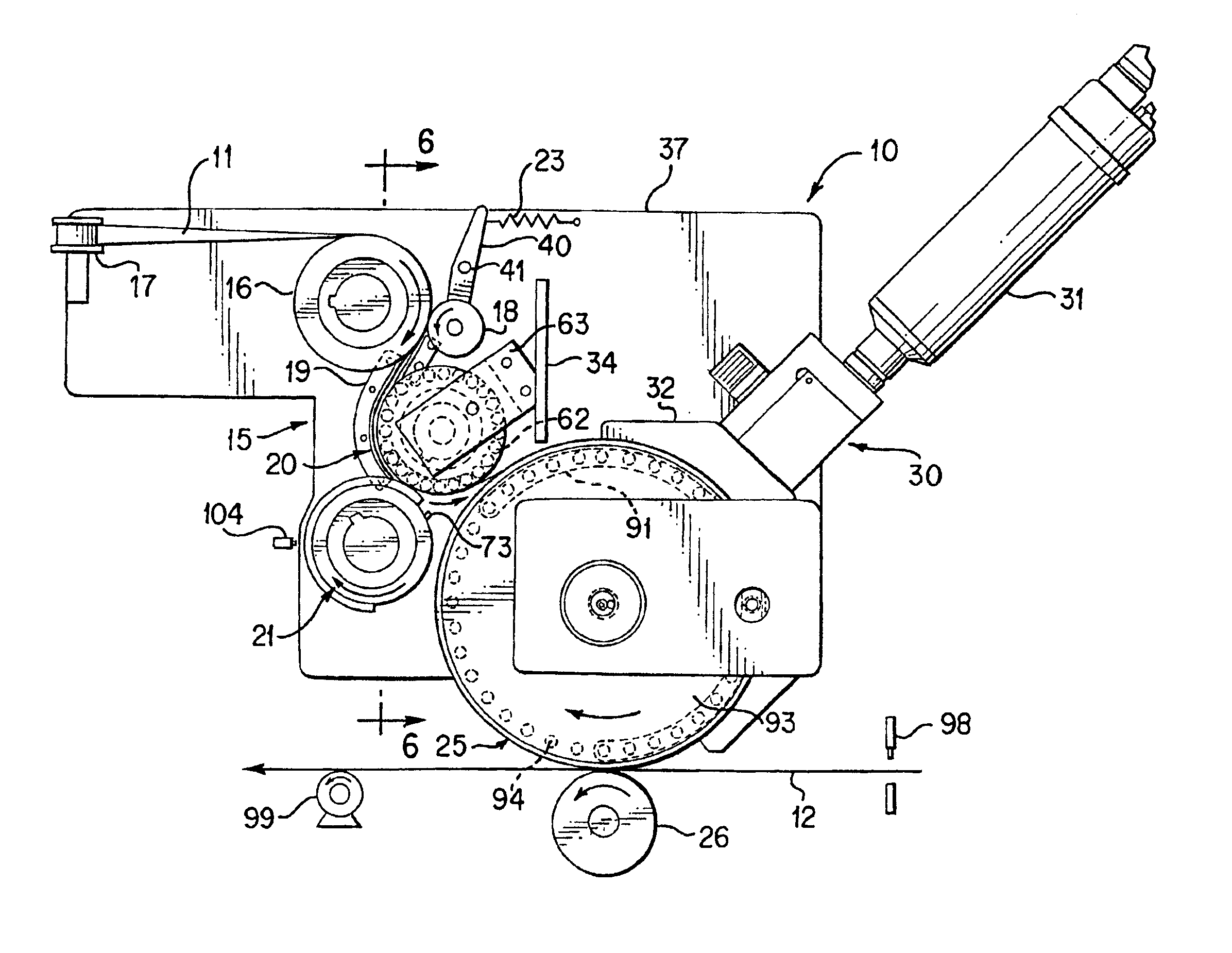 Web material advance system for web material applicator