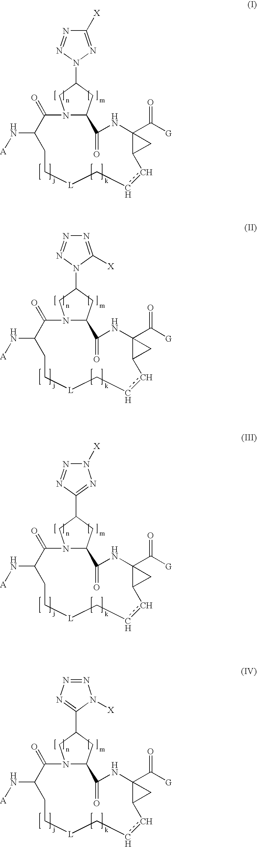 Tetrazolyl macrocyclic hepatitis c serine protease inhibitors