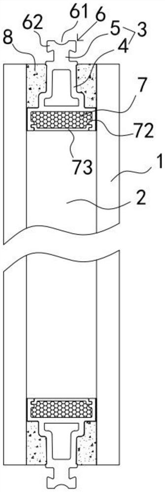 Hollow glass extension mounting structure