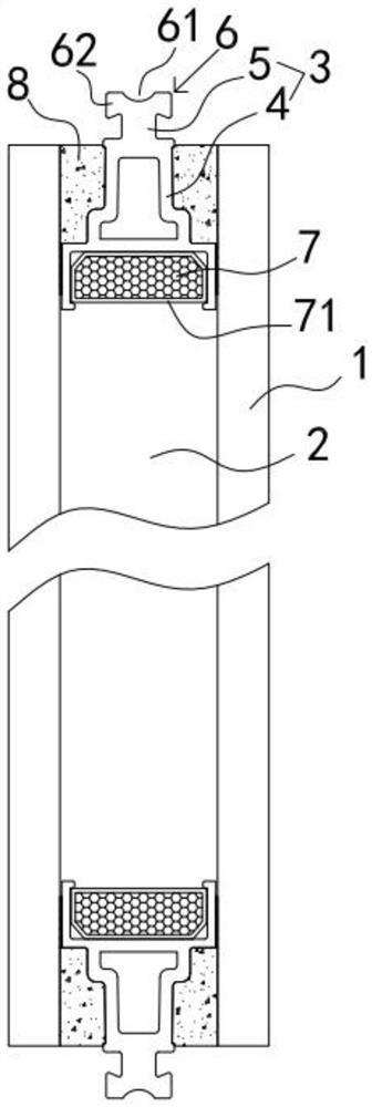 Hollow glass extension mounting structure