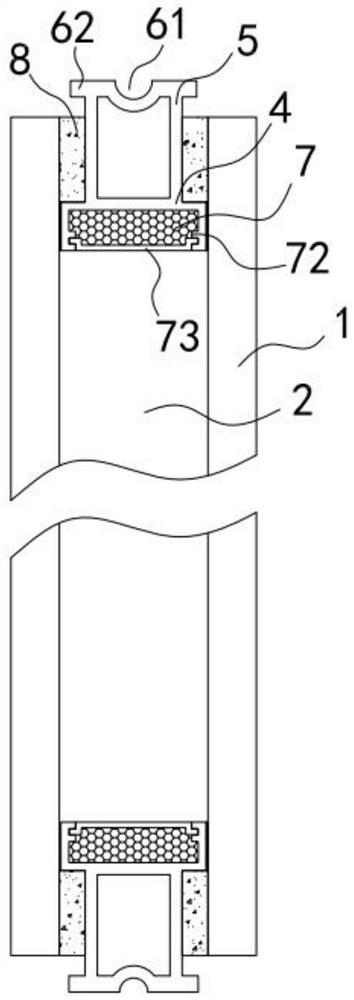 Hollow glass extension mounting structure