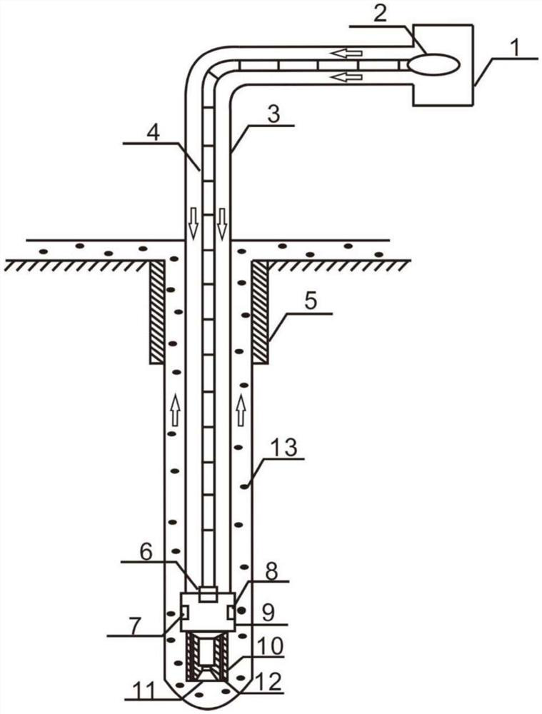 A high temperature abrasive jet drilling system and drilling method