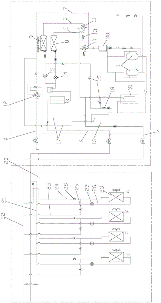 Heat recovery external unit system and air conditioner system