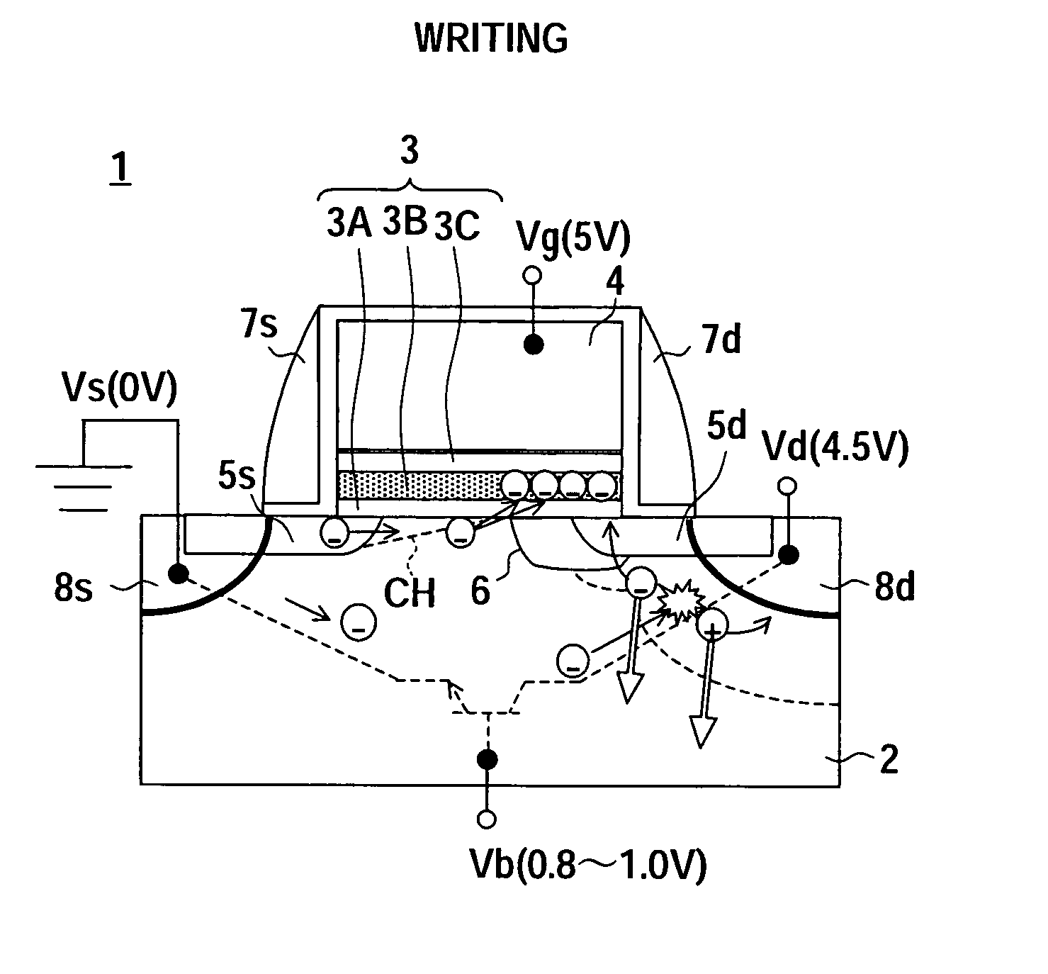 Nonvolatile semiconductor memory device, charge injection method thereof and electronic apparatus