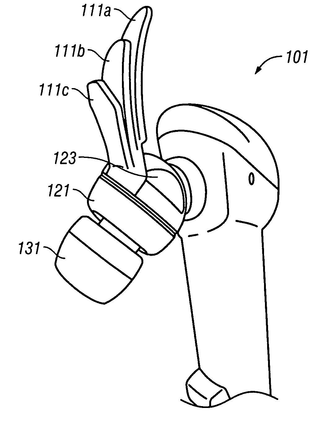 Ear bud speaker earphone with retainer tab