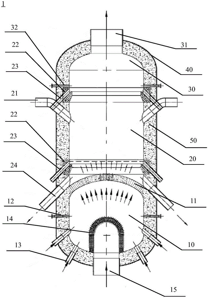 Jet arch for continuous fluidized reactor and gas-making fluidized reactor