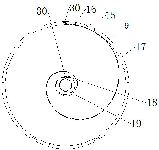 A large scroll spring energy storage device