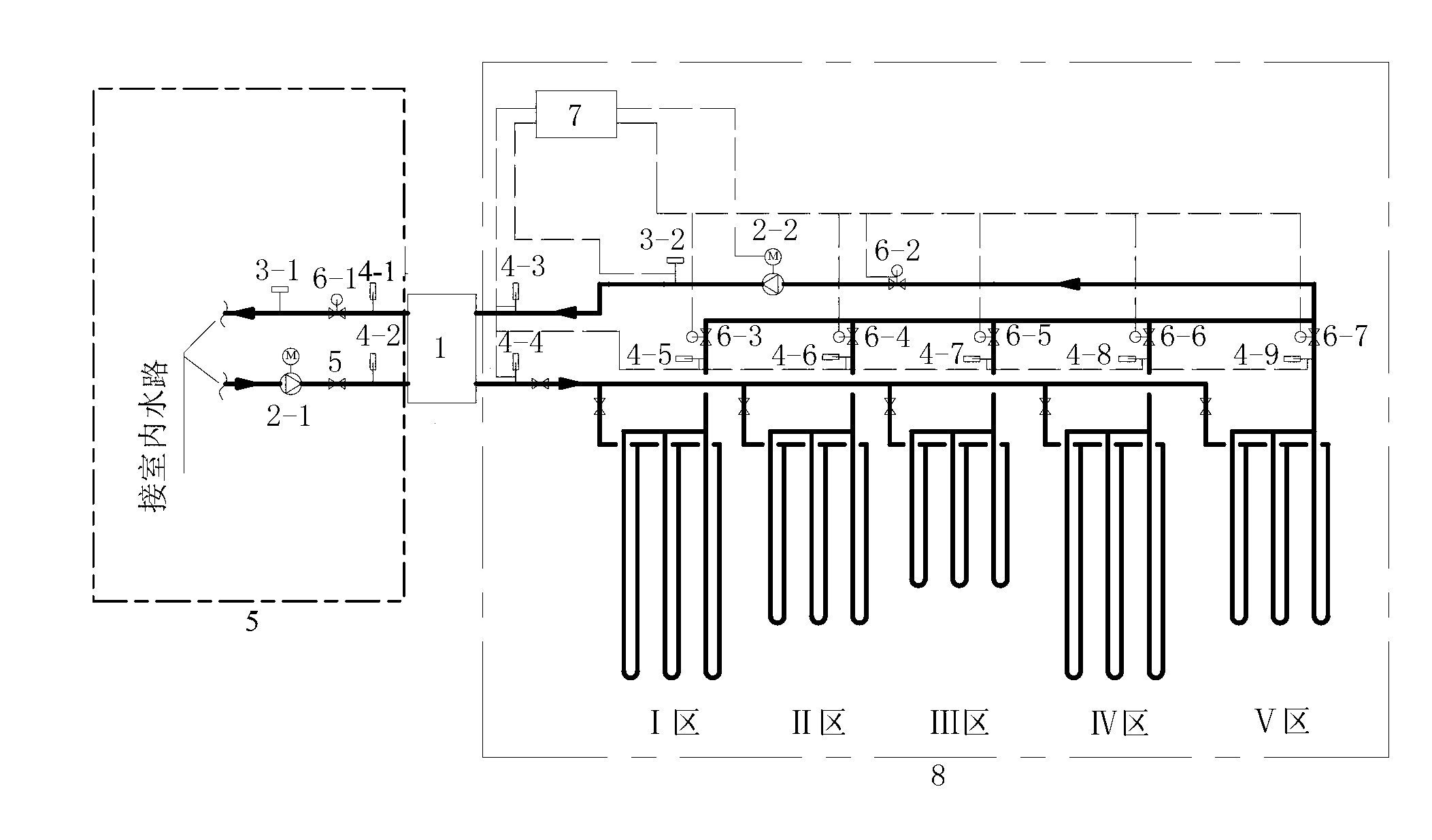 Ground source heat-pipe heat exchange system adapting to load change in operation cycle and control method